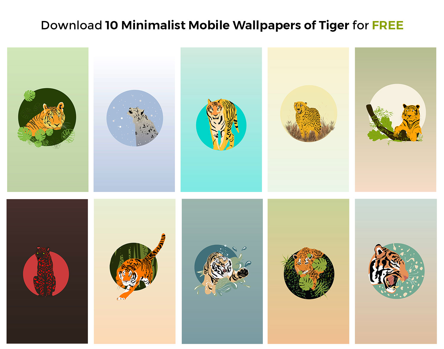 Download 10 Minimalist Mobile Wallpapers of Tiger for FREE